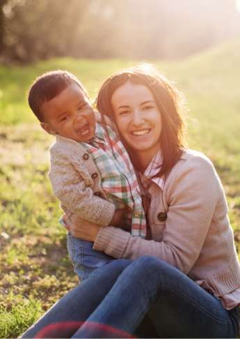 beautiful mom and child